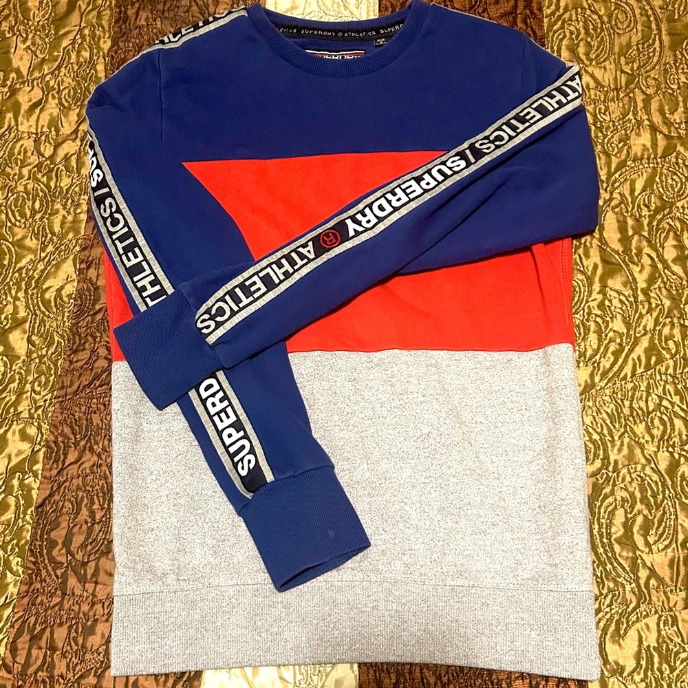 Superdry Athletics - Men's Size M - Pullover Cotton Sweater - Red & Blue